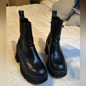 Black Leather Ankle Boots